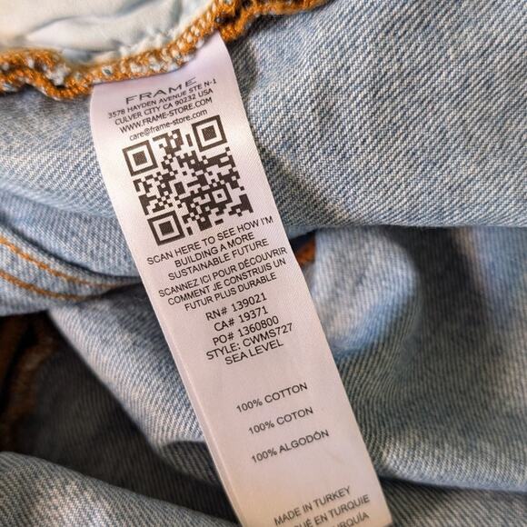 FRAME Blue Sea Cut Off Waist Denim Front Slit A-line Midi Maxi Skirt - Picture 10 of 11